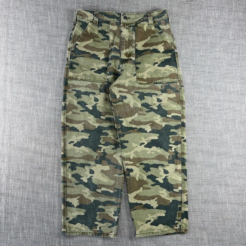 Free People Remy Fatigue Cropped High Rise Pants 31x24.5 Military Camo Cute 30